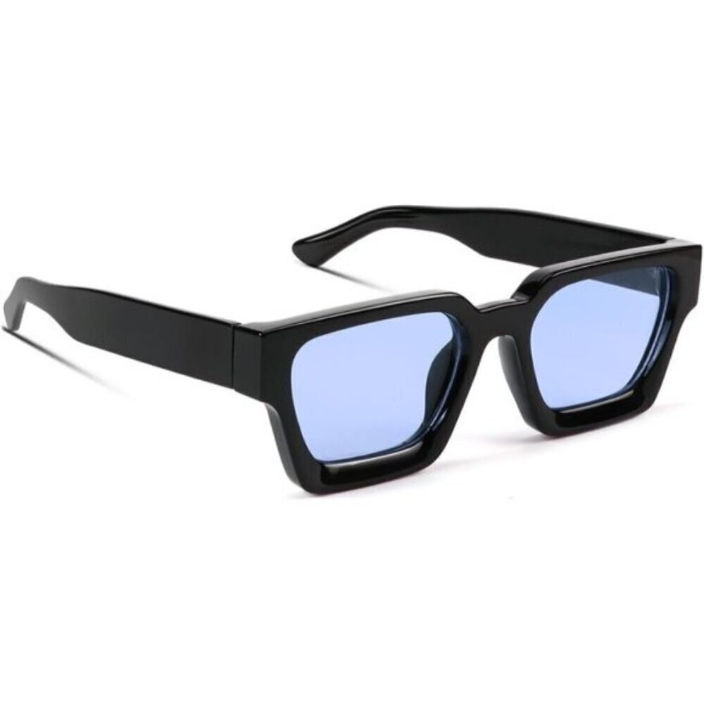 ⚡Men Blue Fashion Thick Trendy Square Shade Rectangle Designer SunGlasses